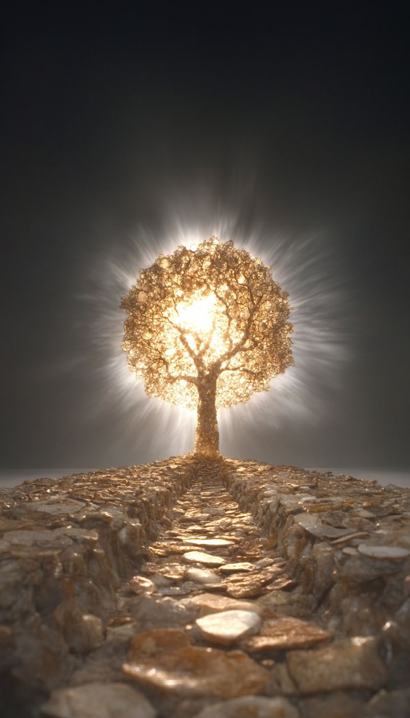 fond d ecran mobile abstrait surrealiste arbre lumineux 1