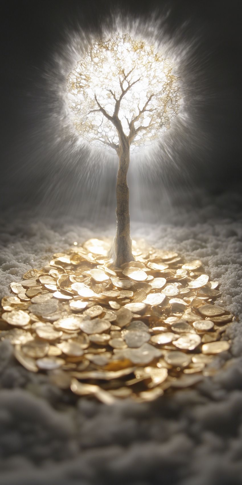 Fond d'écran mobile abstrait surrealiste arbre lumineux 2