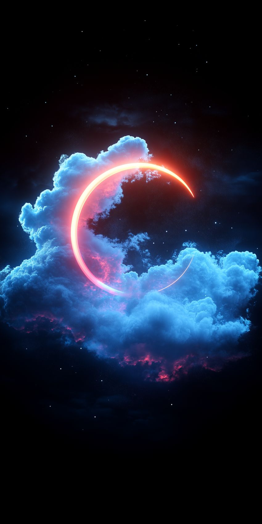 fond d ecran mobile abstrait surrealiste cercle lumineux et nuage 2