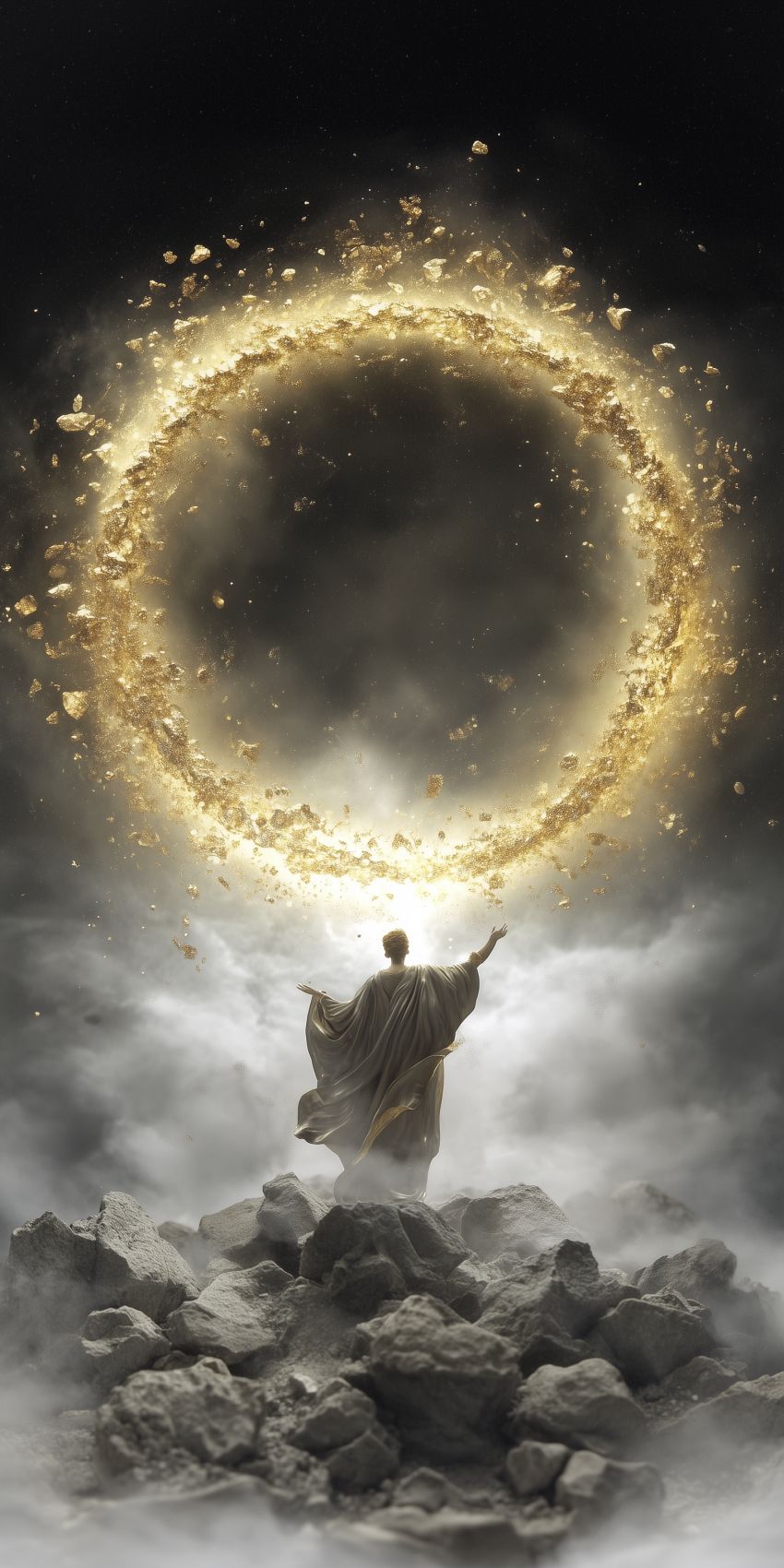 fond d ecran mobile abstrait surrealiste tourbillon en or 1