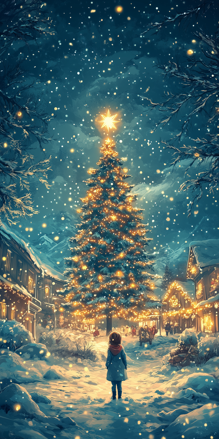 sapin de noel sous la neige dans la rue 3