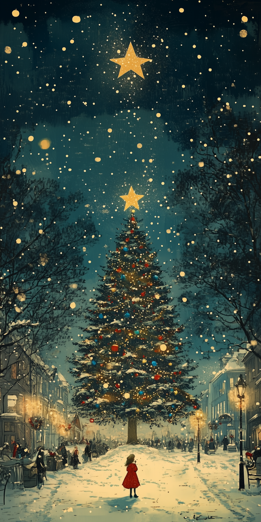 sapin de noel sous la neige dans la rue 4