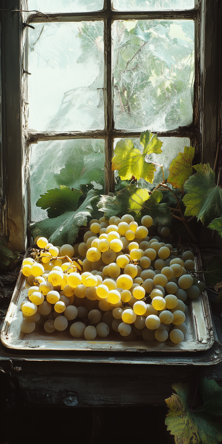 fond d ecran raisin blancvers une fenetre