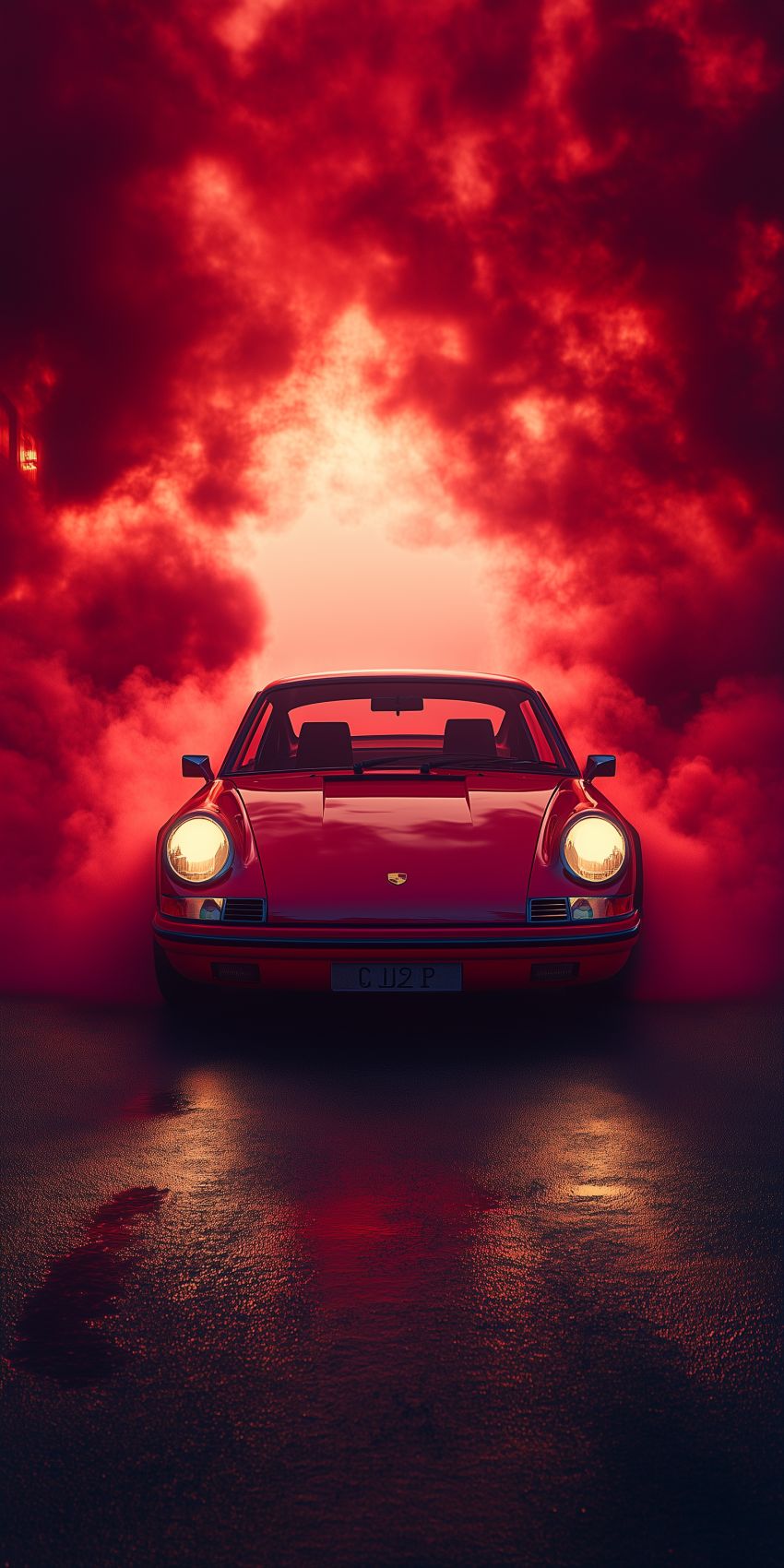 fond d ecran mobile porsche fumee rouge wallpaper smartphone 02