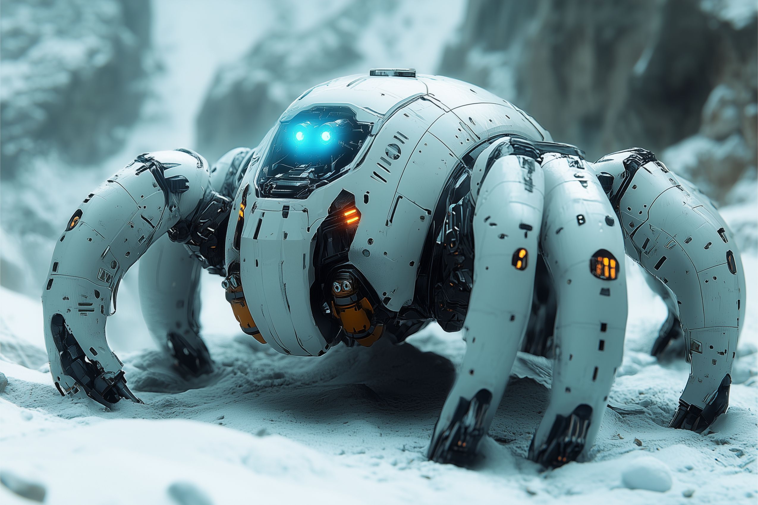 fond-ecran wallpaper sf fantasy araignee-mecanique dans la neige