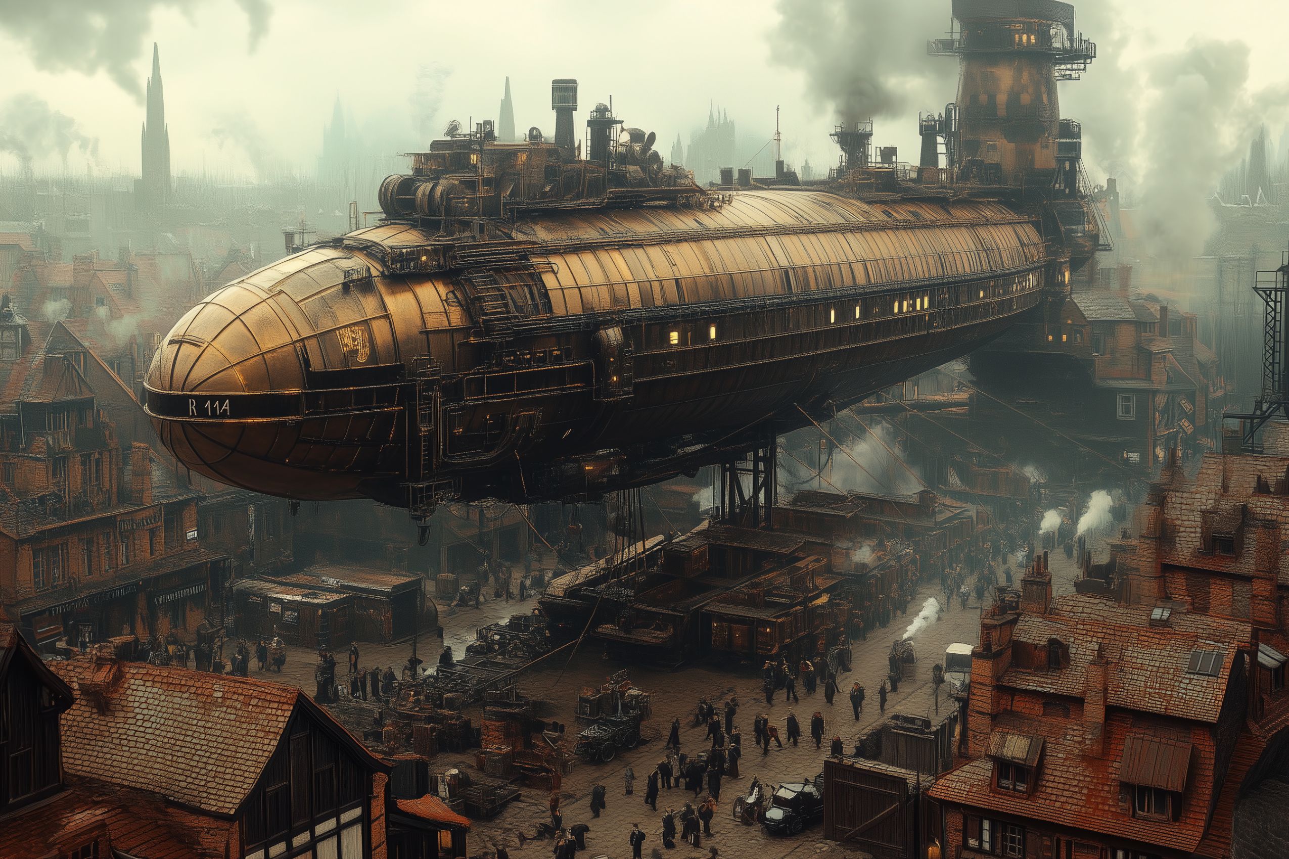 Fond-ecran wallpaper surrealisme navire aerien steampunk 01