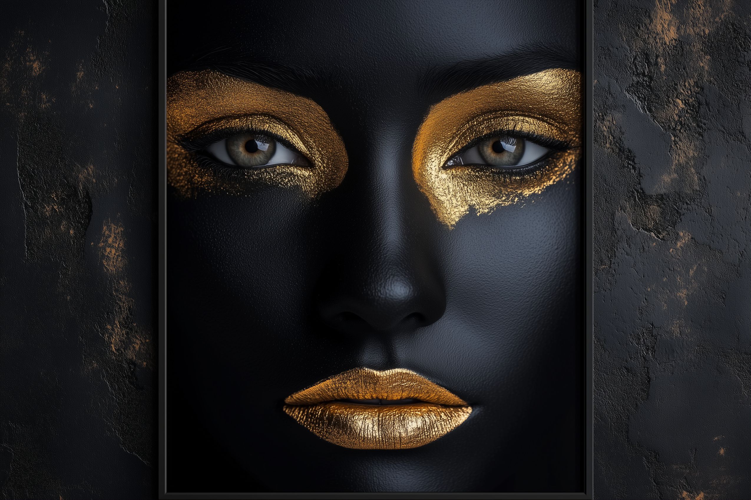 Fond d'écran art moderne visage de femme or et noir