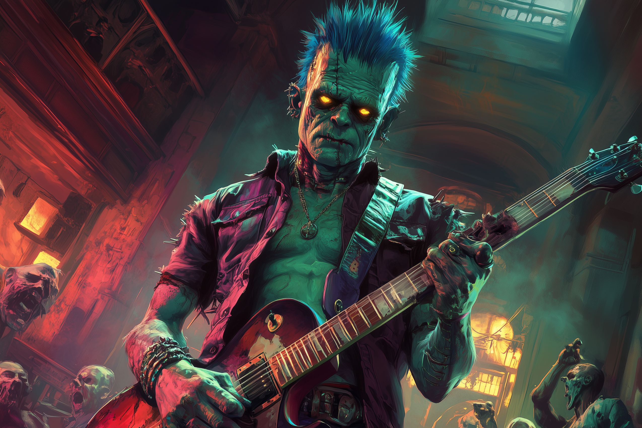 Fond d'écran groupes et artistes frankenstein jouant du punk 01