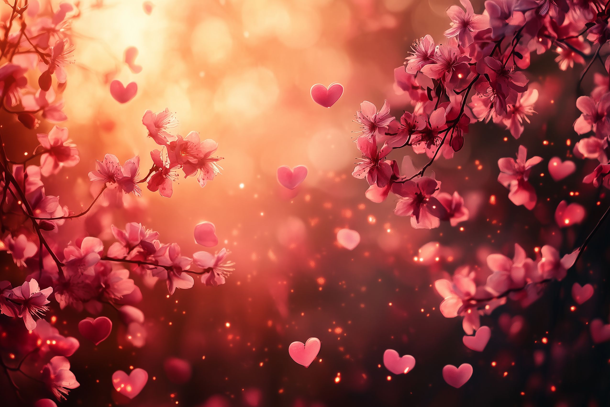 Fond d'écran saint valentin coeur fleurs 01