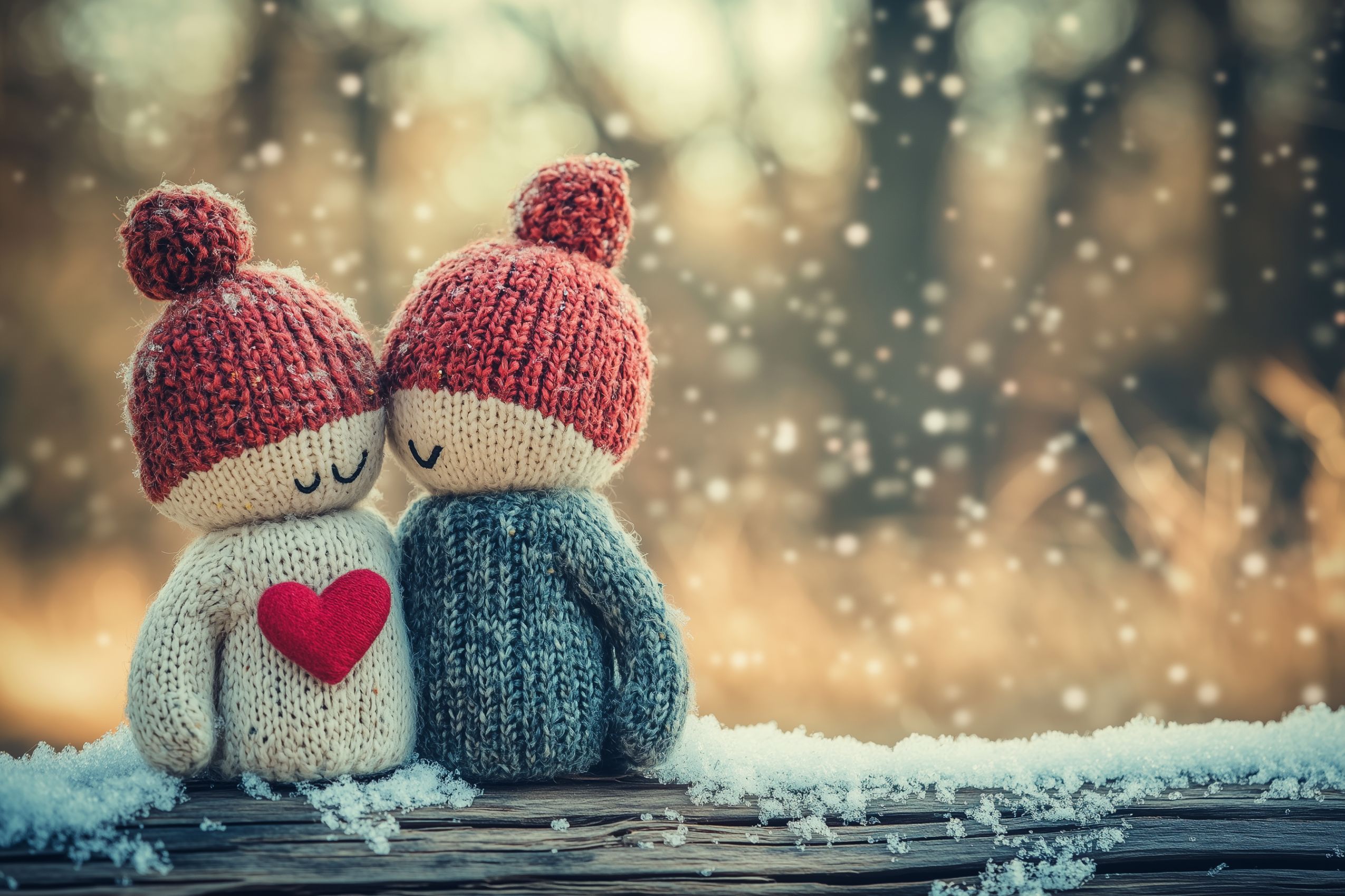 Fond d'écran saint valentin couple poupees coeurs 06