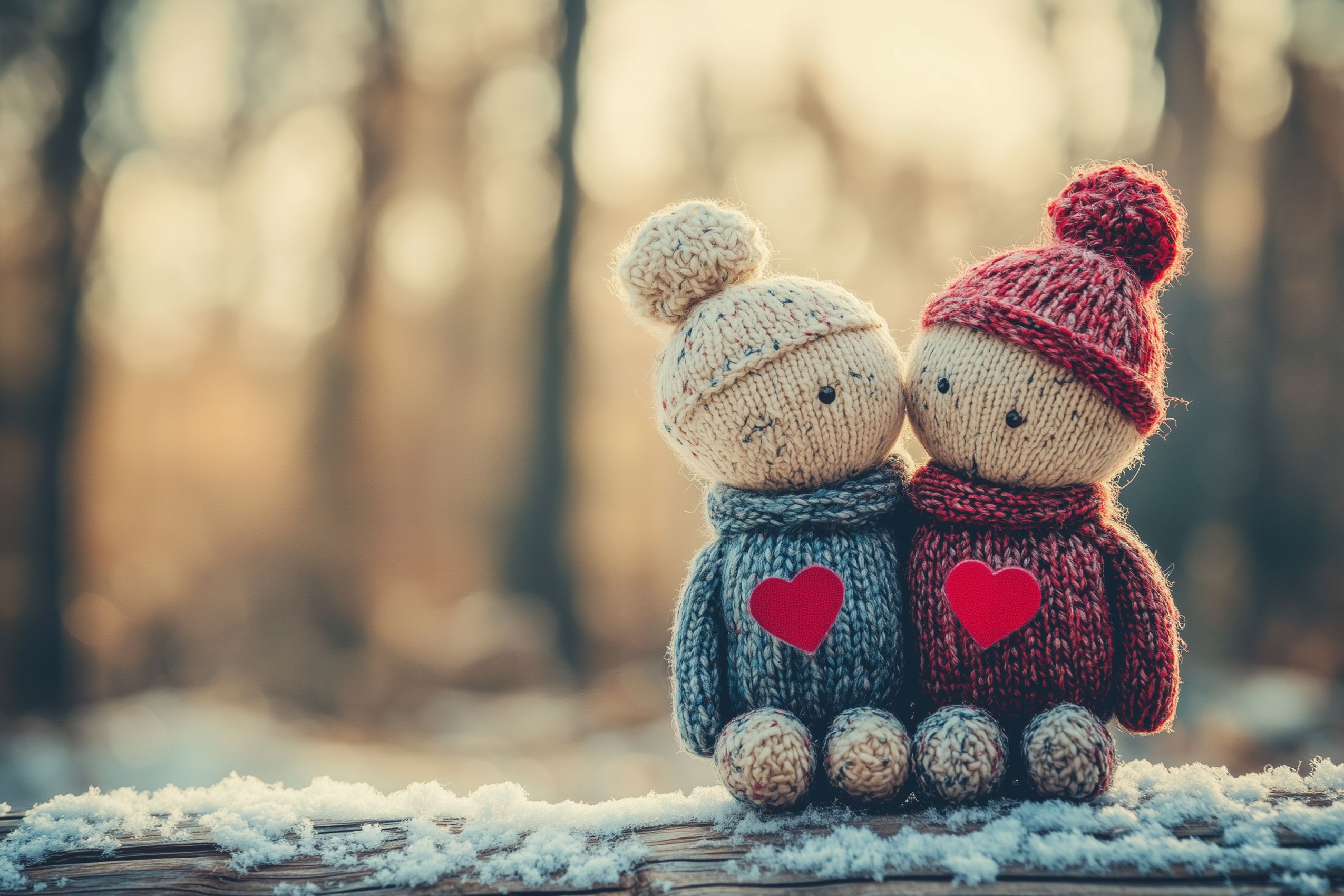 Fond d'écran saint valentin couple poupees coeurs 07