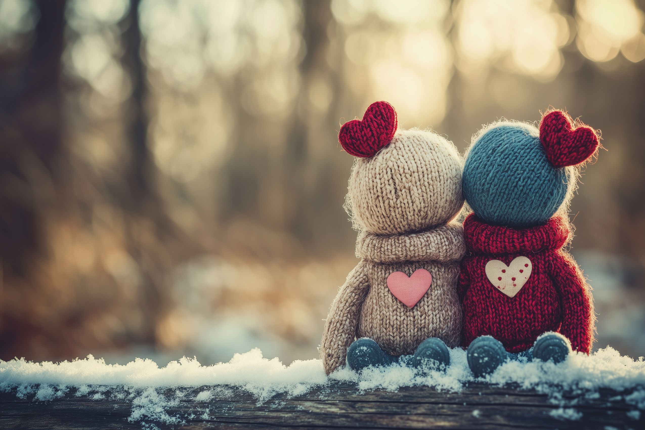 Fond d'écran saint valentin couple poupees coeurs 08