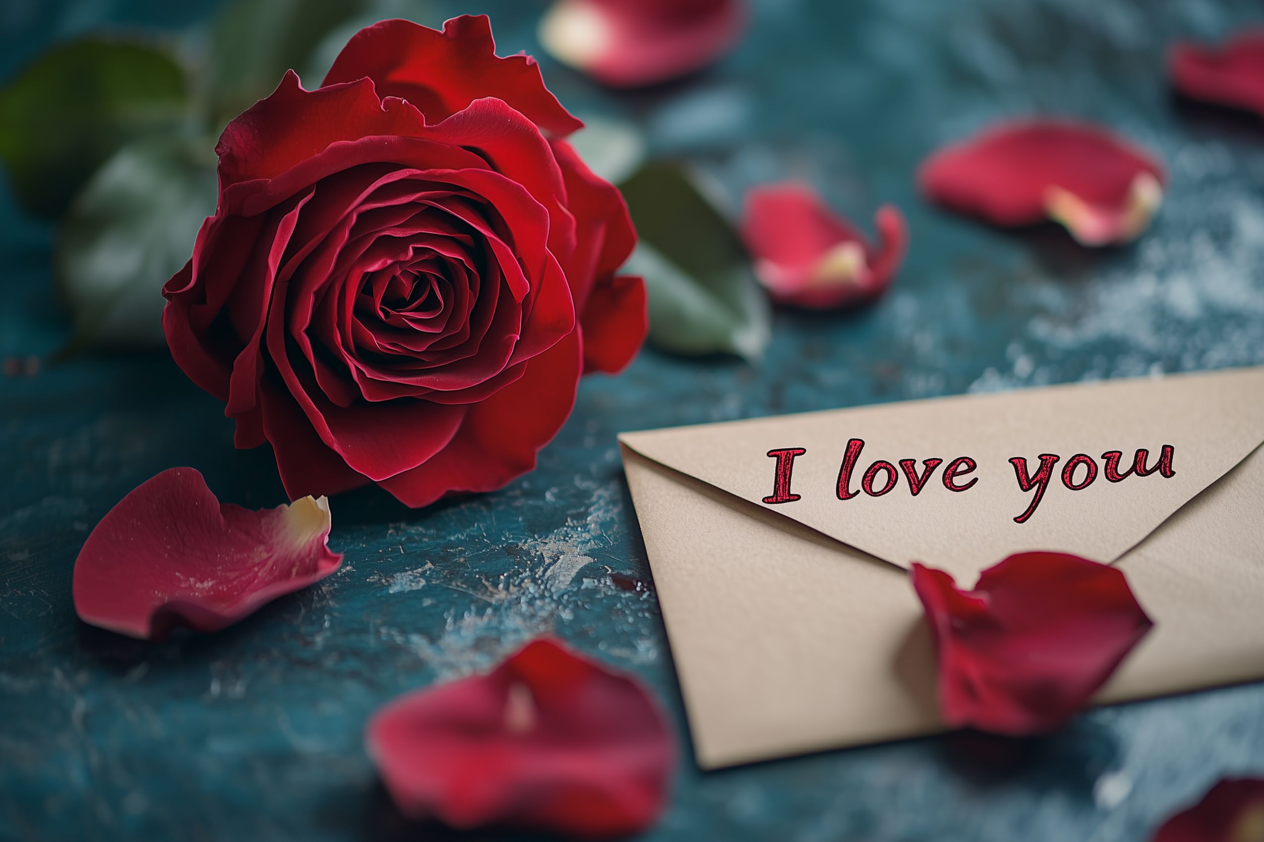 fond d ecran saint valentin rose petales i love you 02