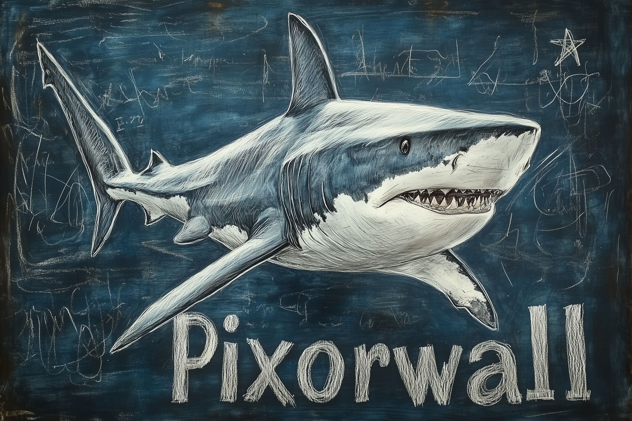 Fond d'écran requin dessin pixorwall 1