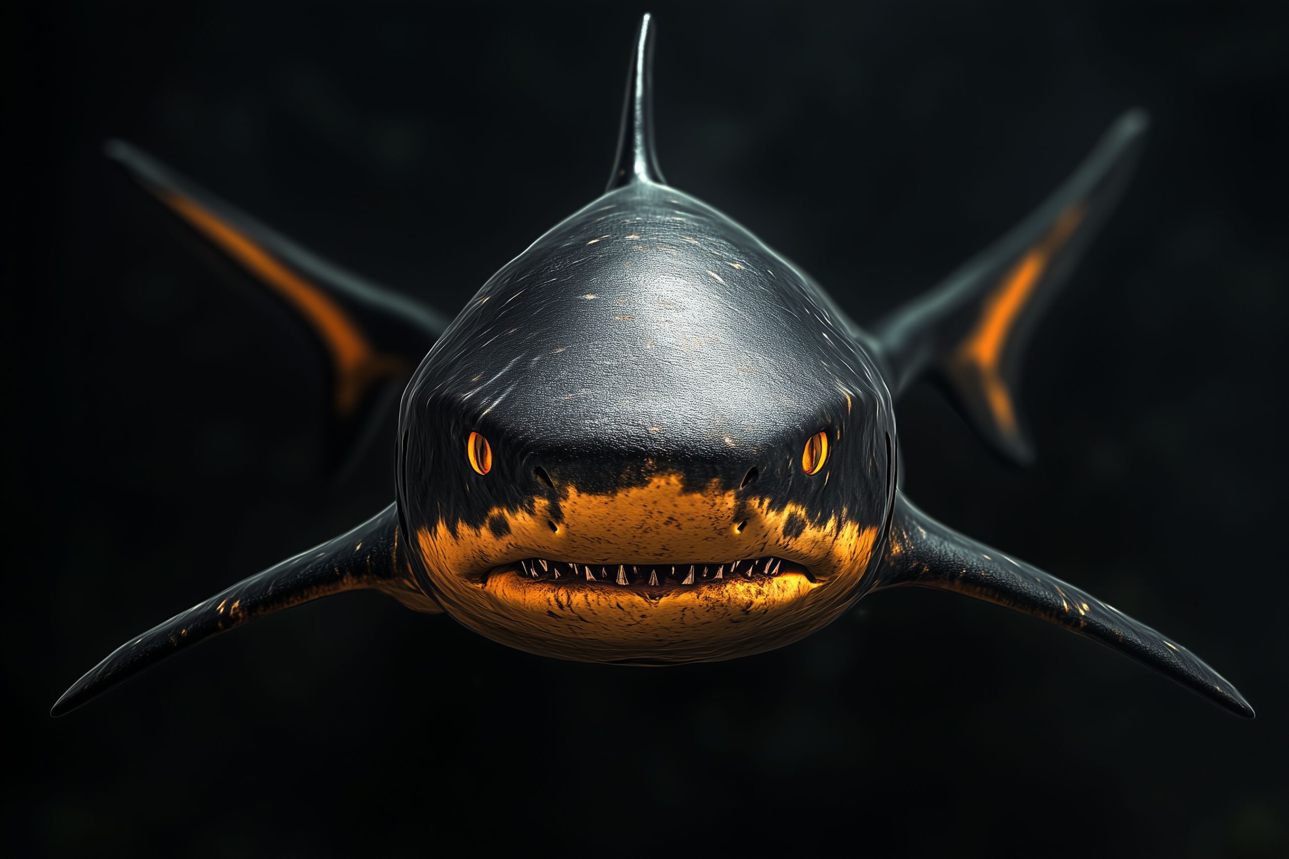 Fond d'écran requin noir orange 1