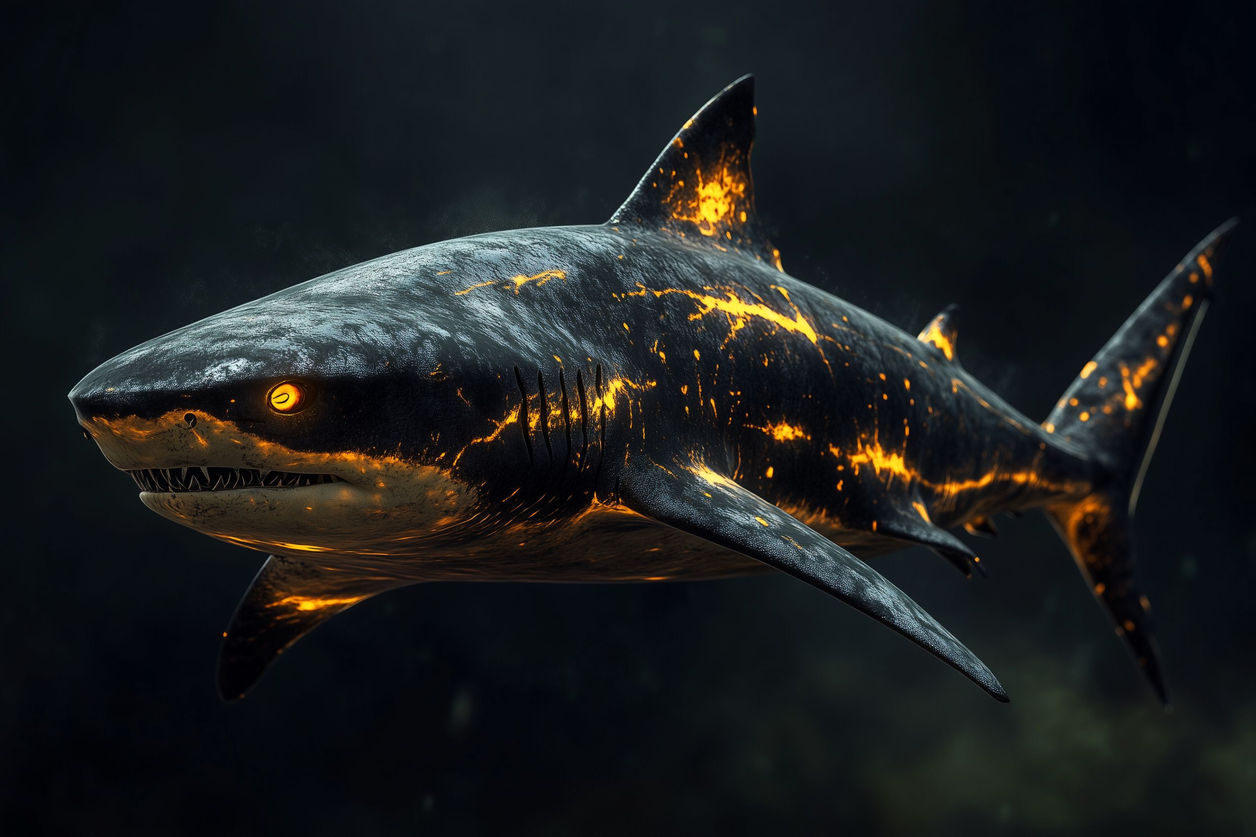 Fond d'écran requin noir orange 2