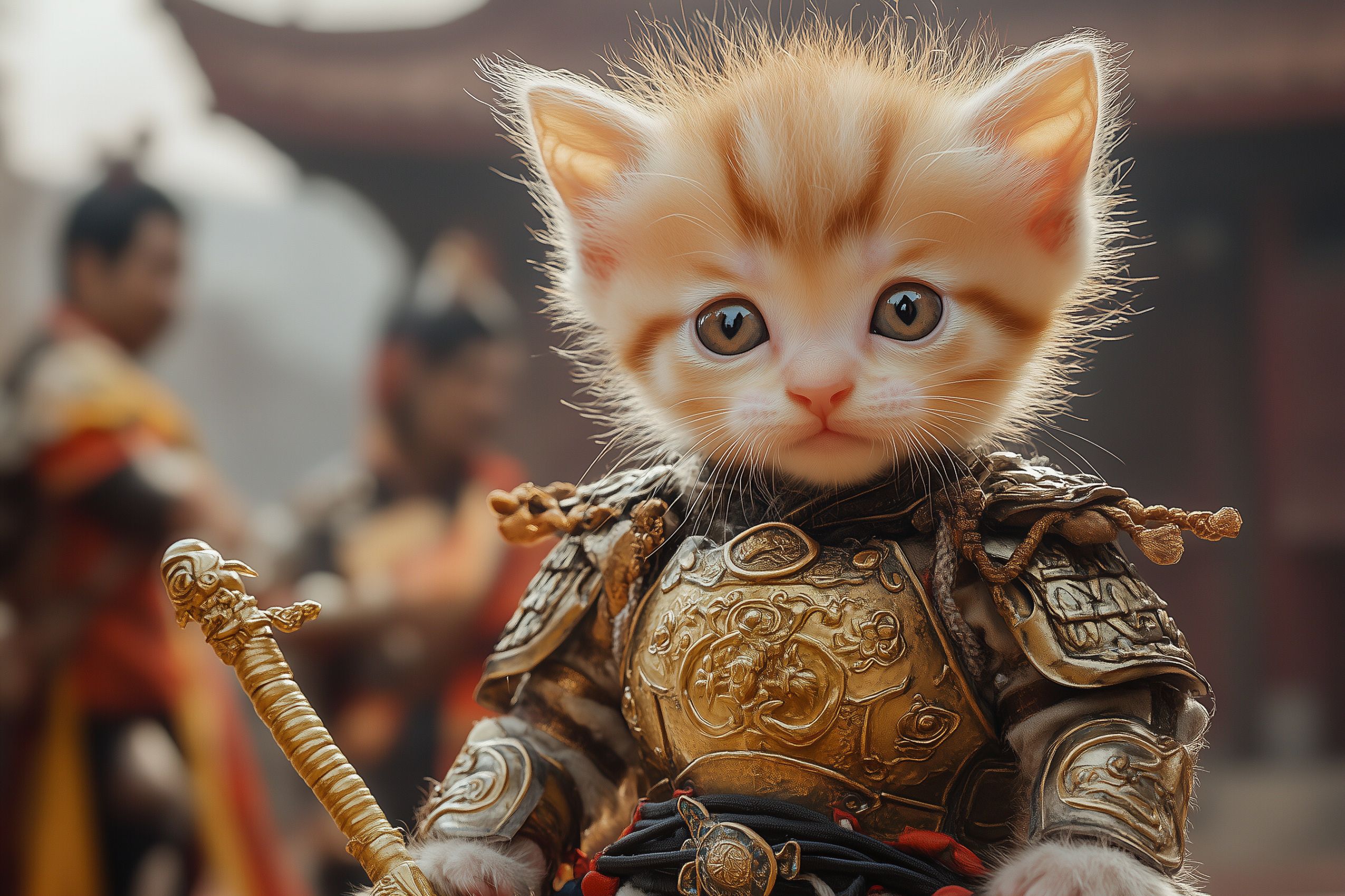 Fond d'écran chat chaton en armure chinoise