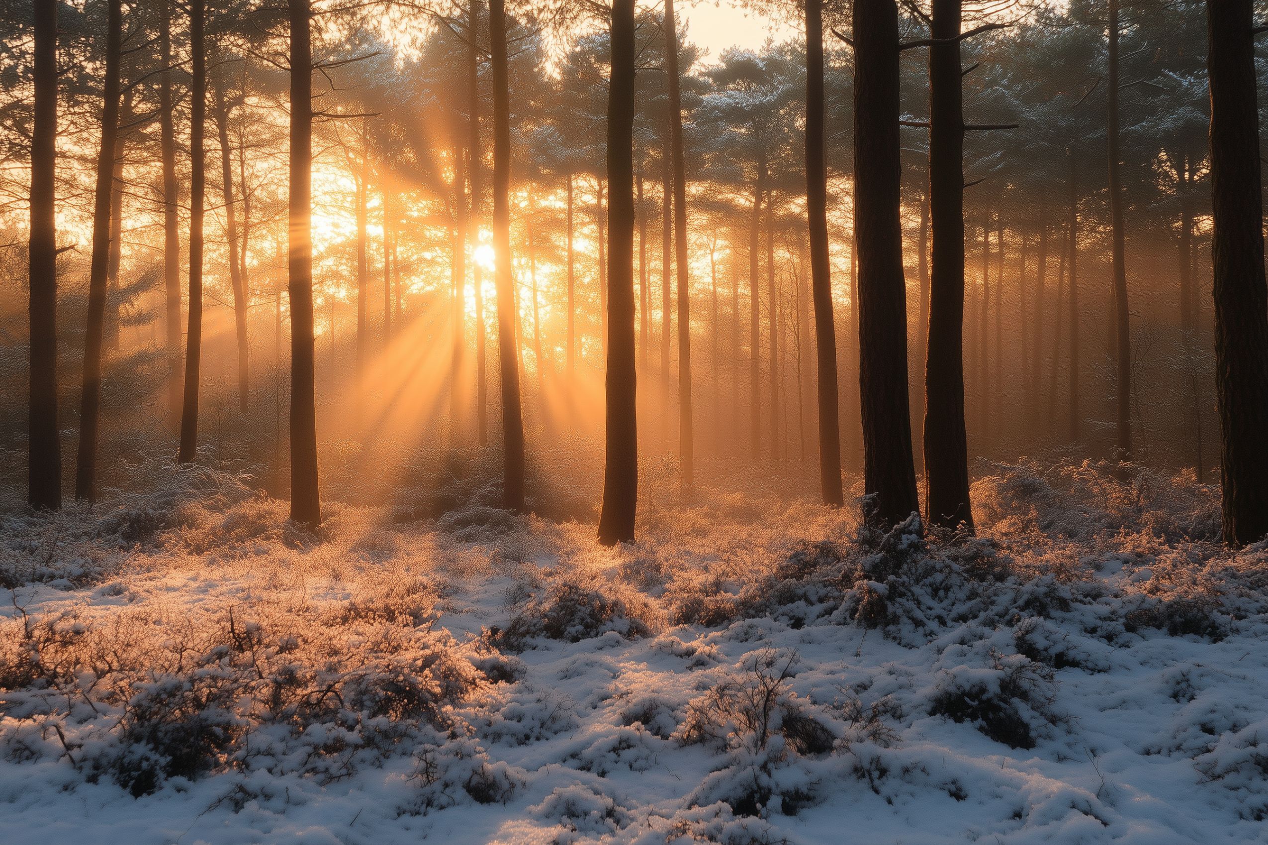 fond d ecran foret rayons de soleil 001