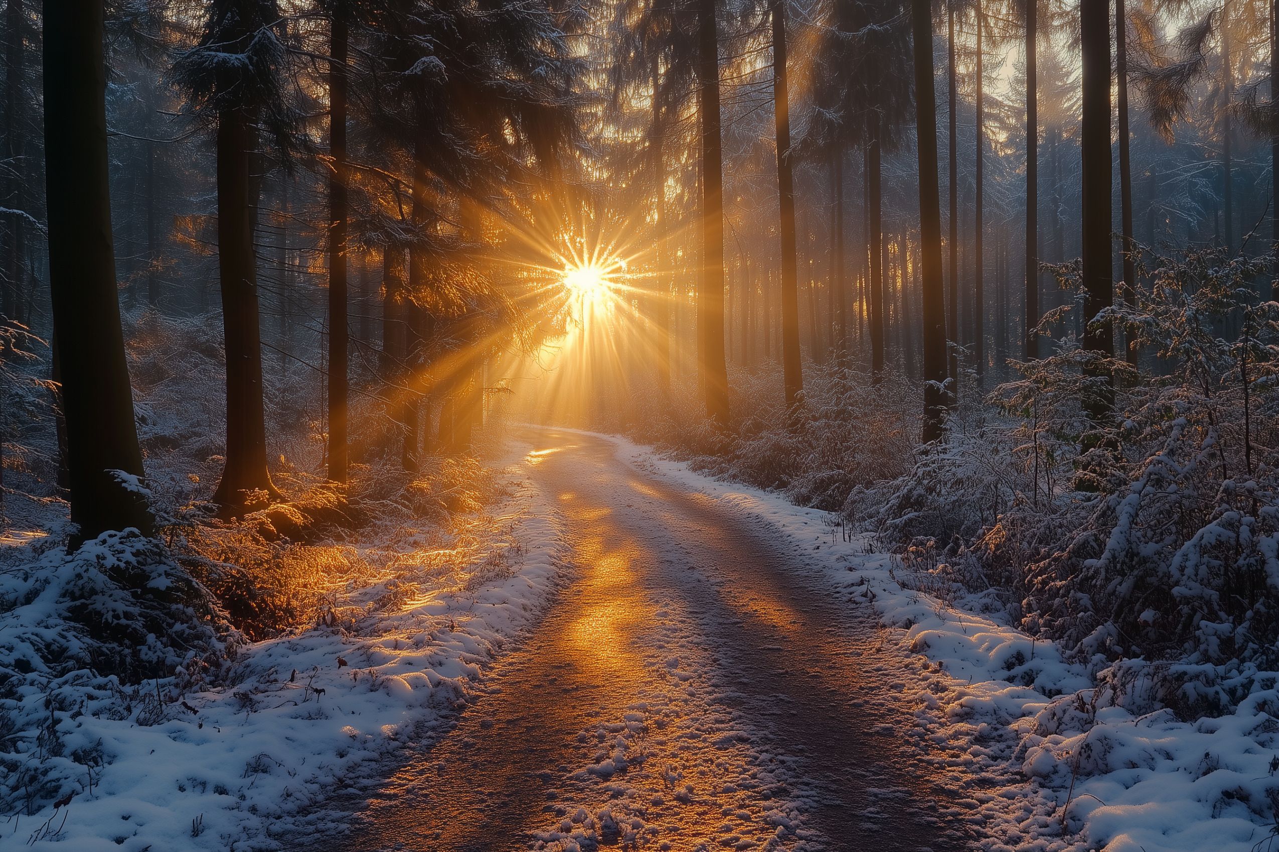 fond d ecran foret rayons de soleil 003