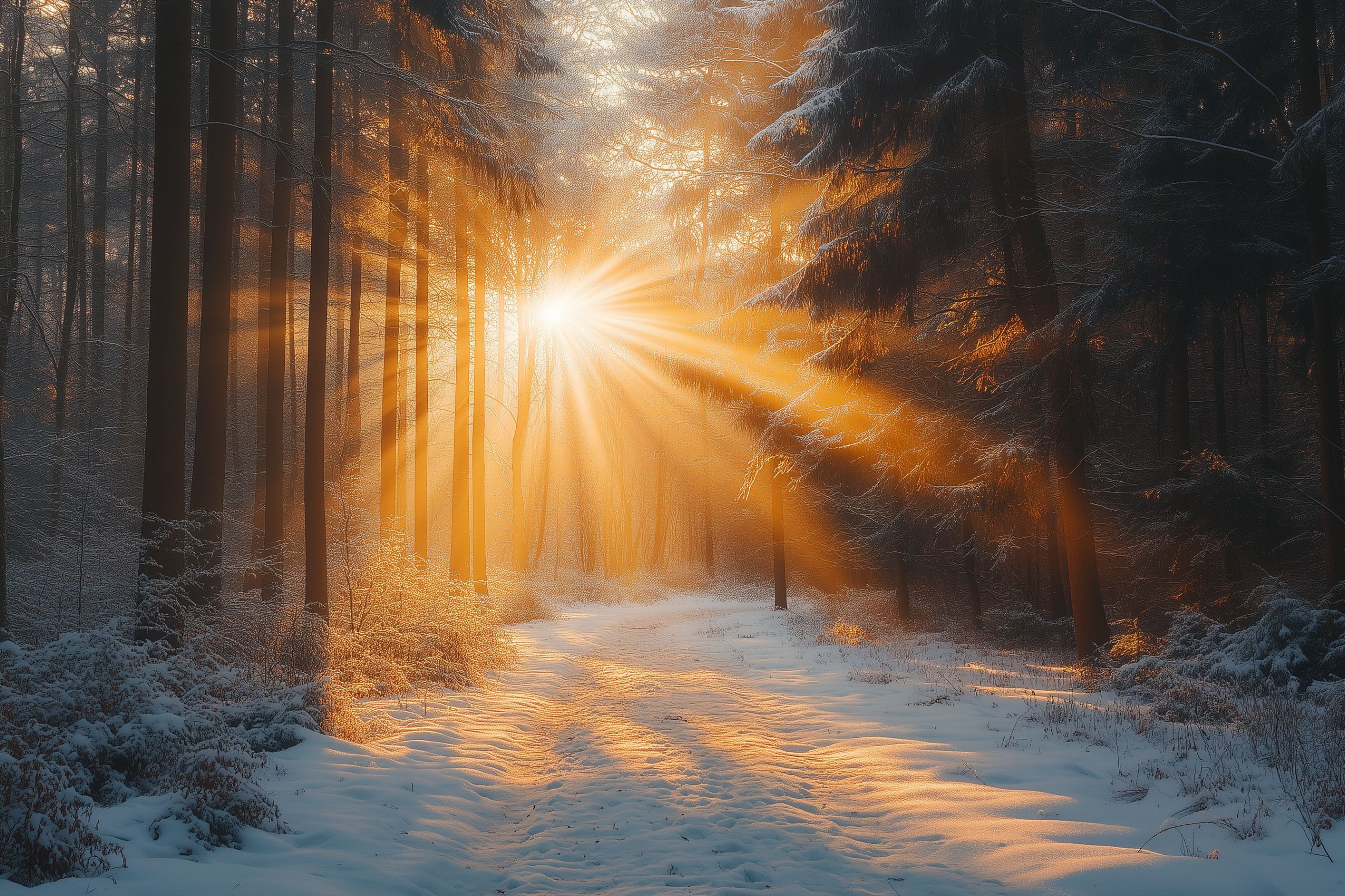 fond d ecran foret rayons de soleil 004