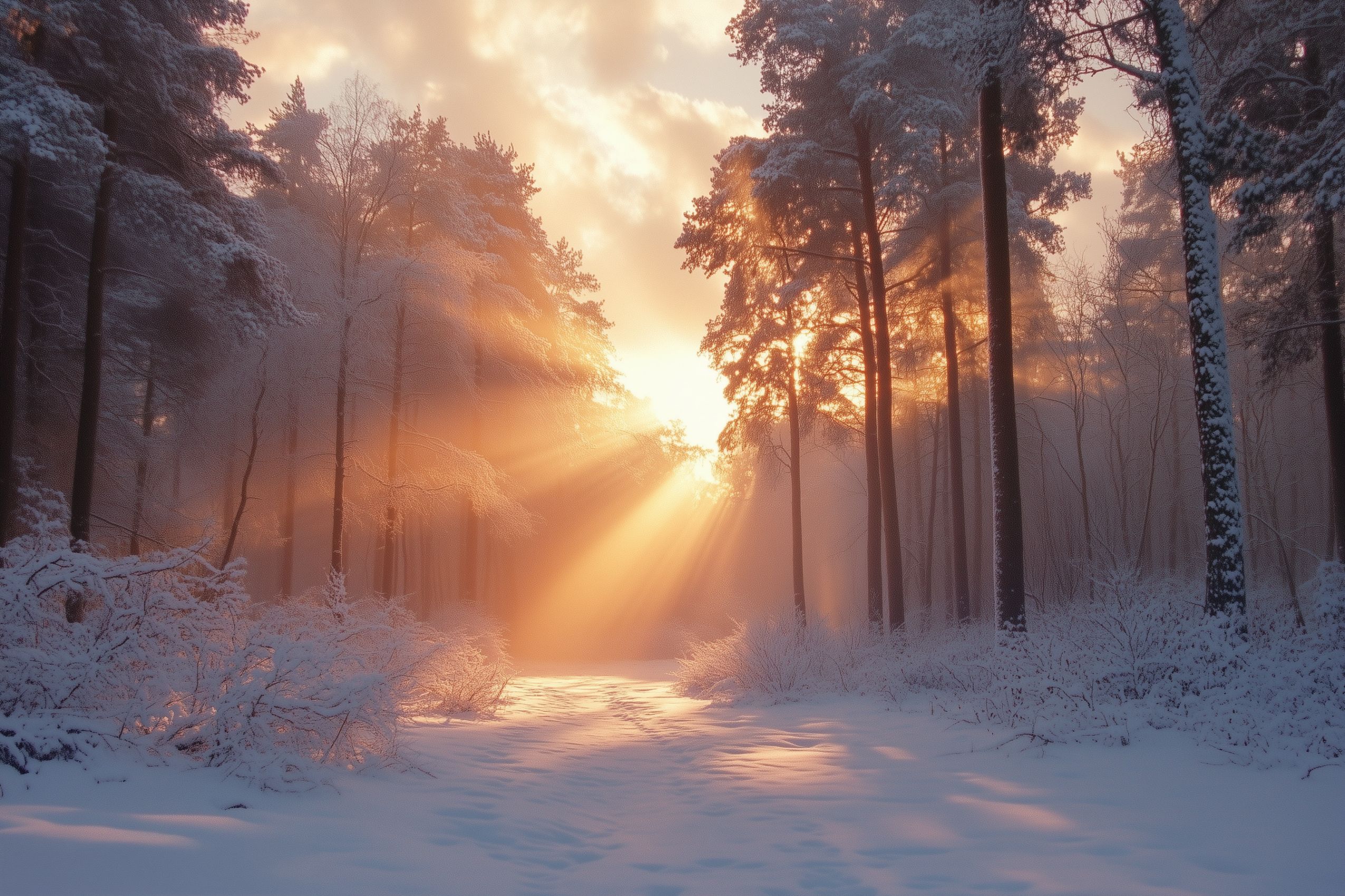 fond d ecran foret rayons de soleil 008