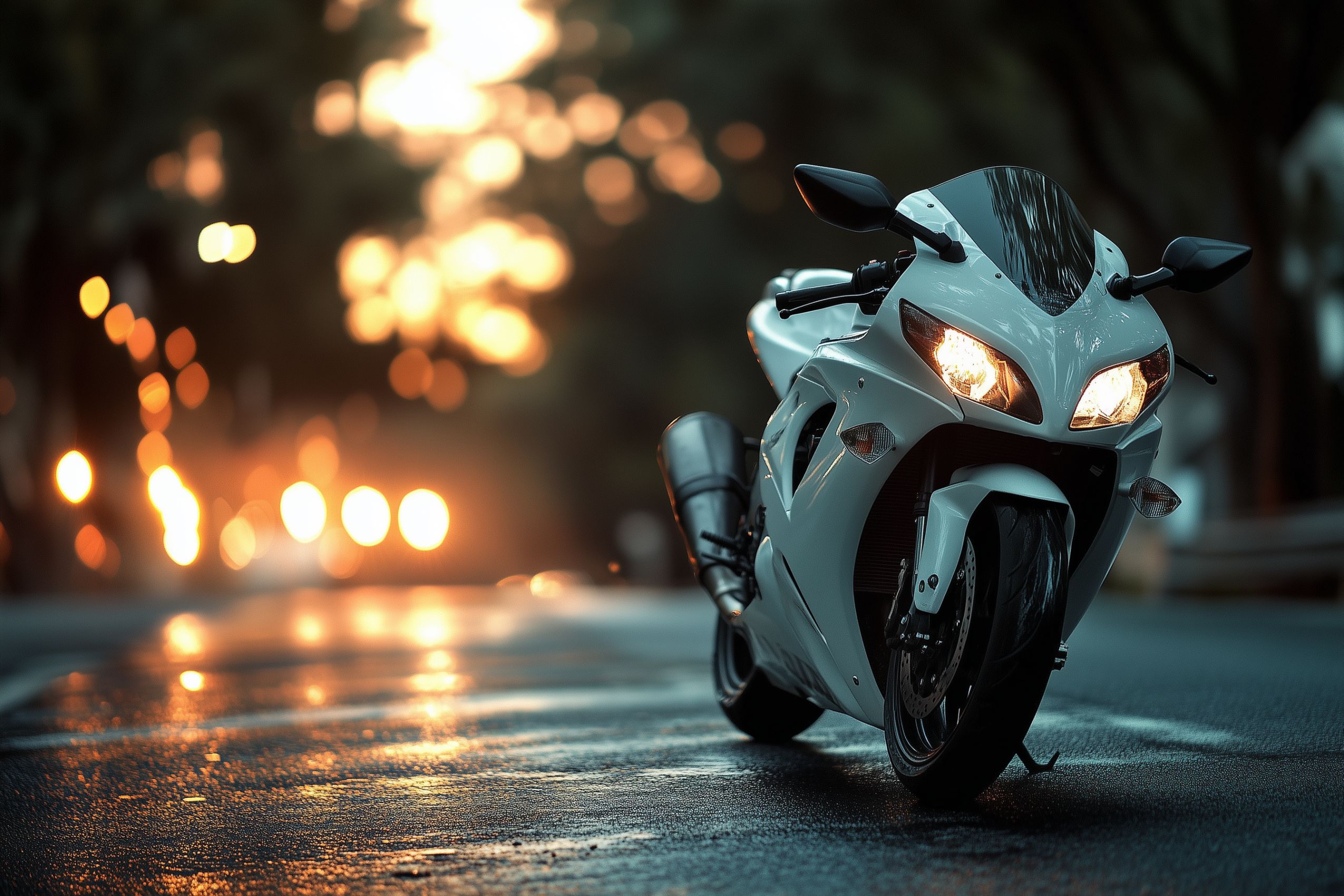 fond d ecran moto blanche sportive route