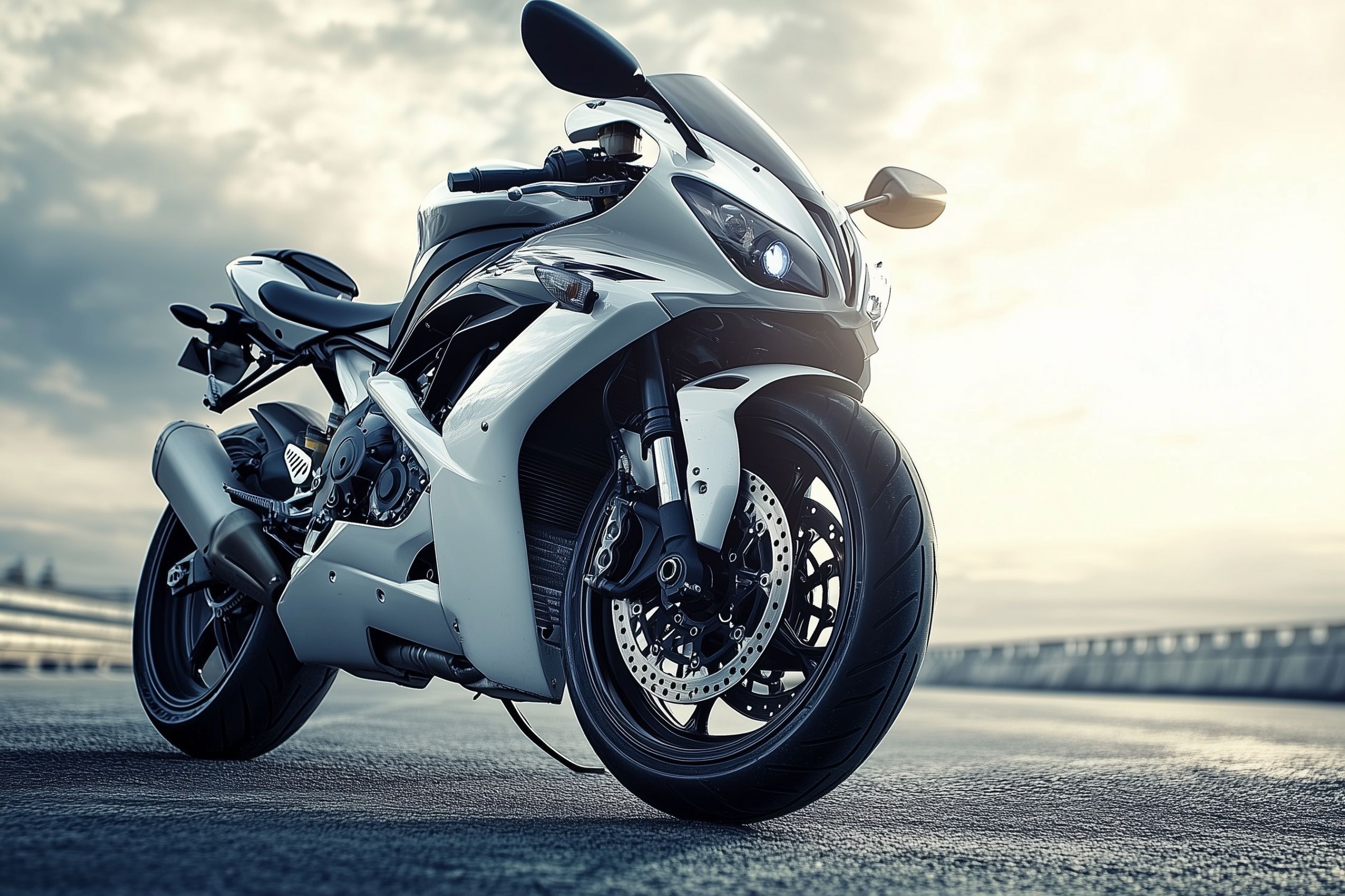 fond d ecran moto blanche vue laterale
