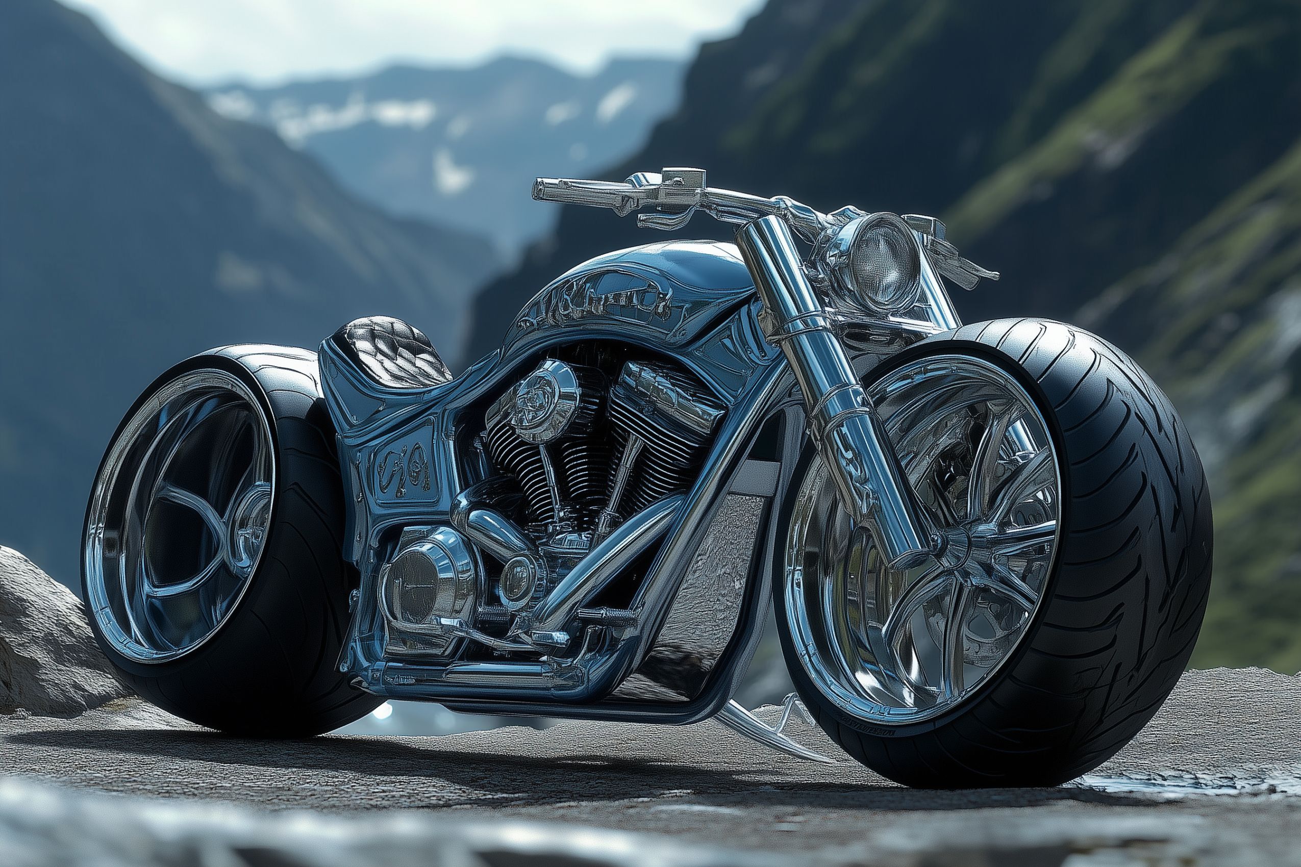 fond d ecran moto design original chrome