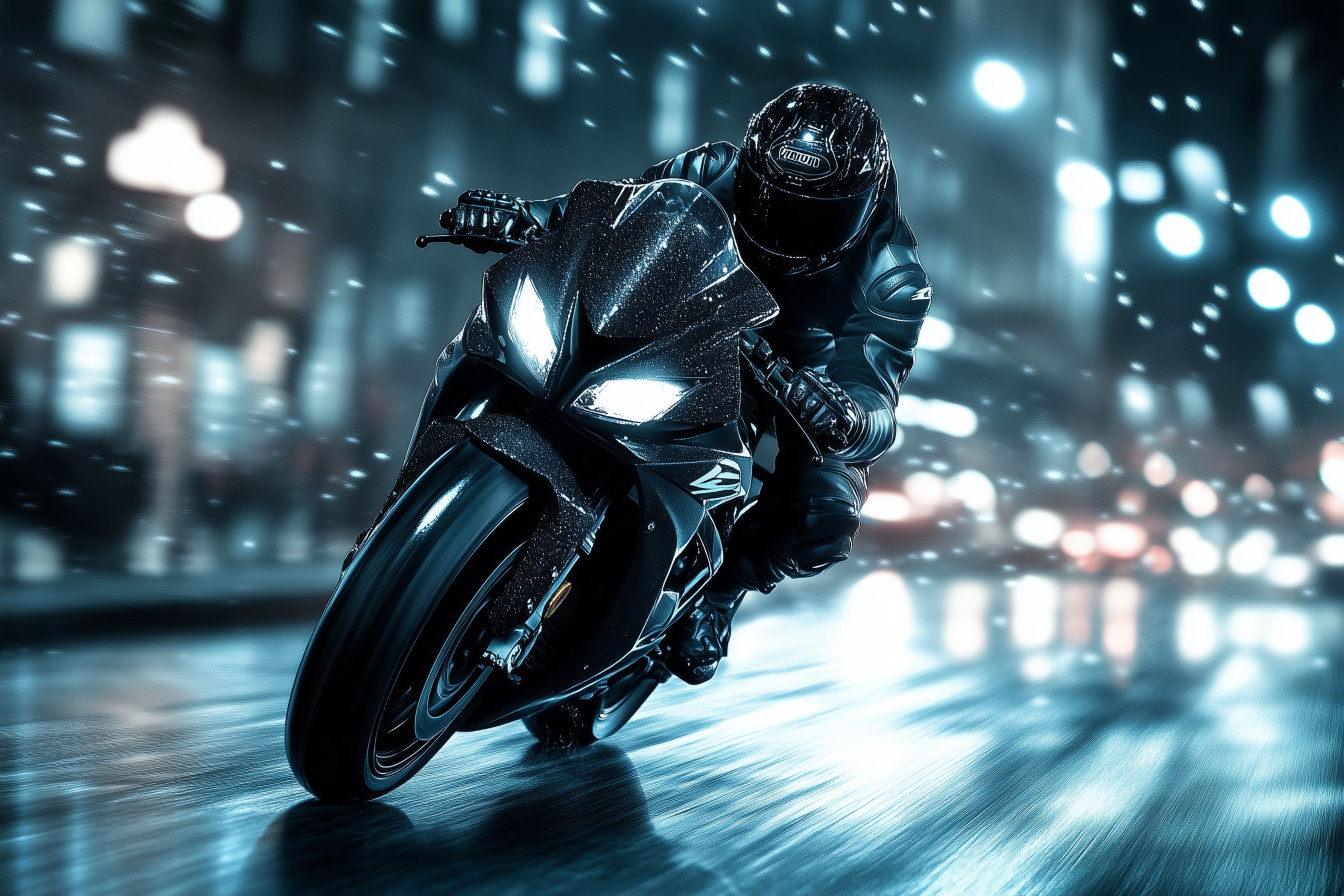 fond d ecran moto noire vitesse neige