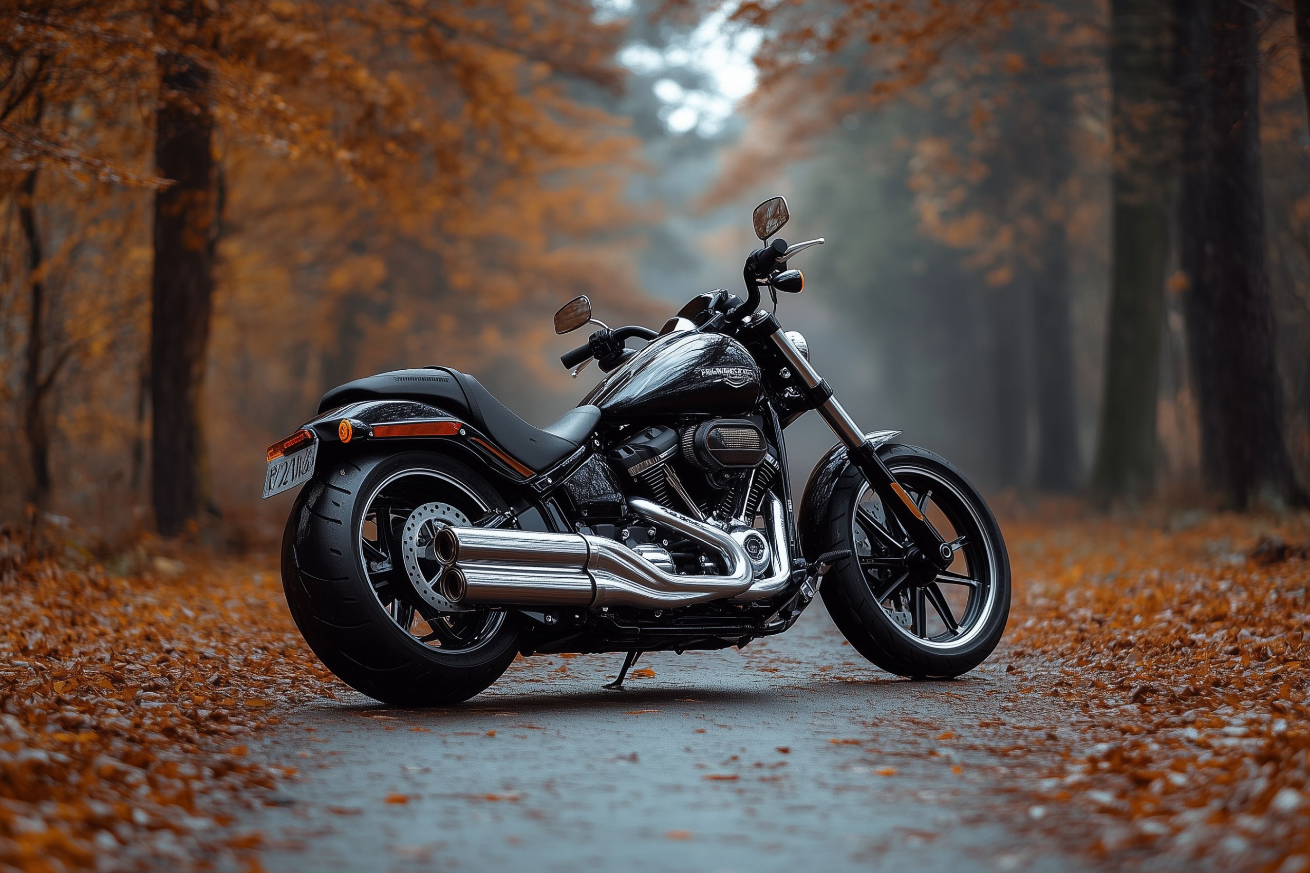 Fond d'écran moto route noire automne