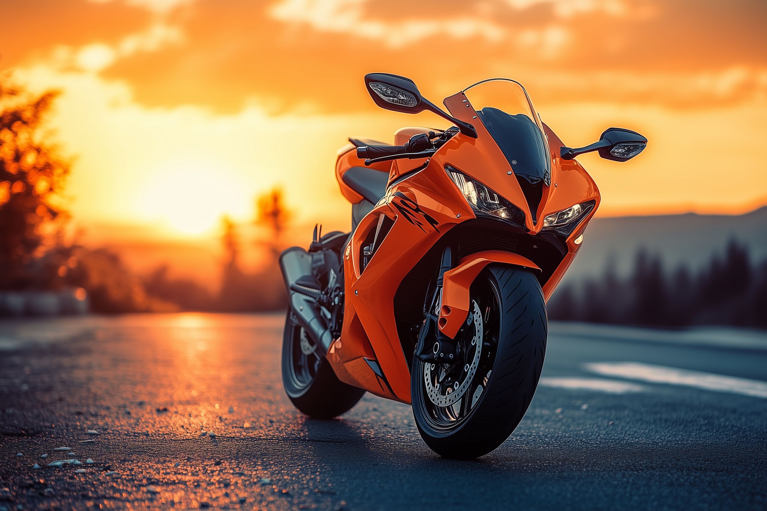 Fond d'écran motosportive orange coucher de soleil