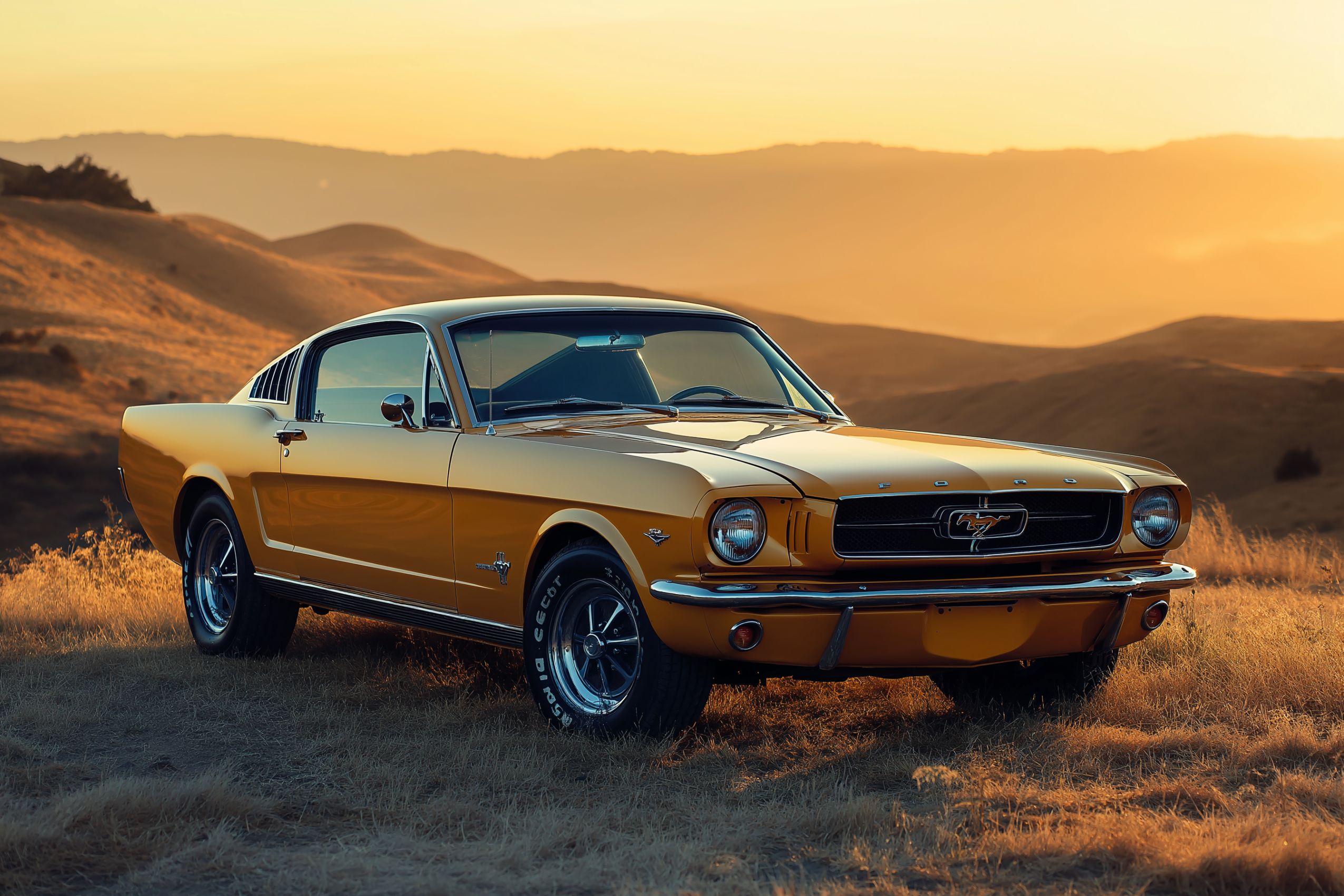 fond-ecran wallpaper ford mustang blanc vintage orange campagne