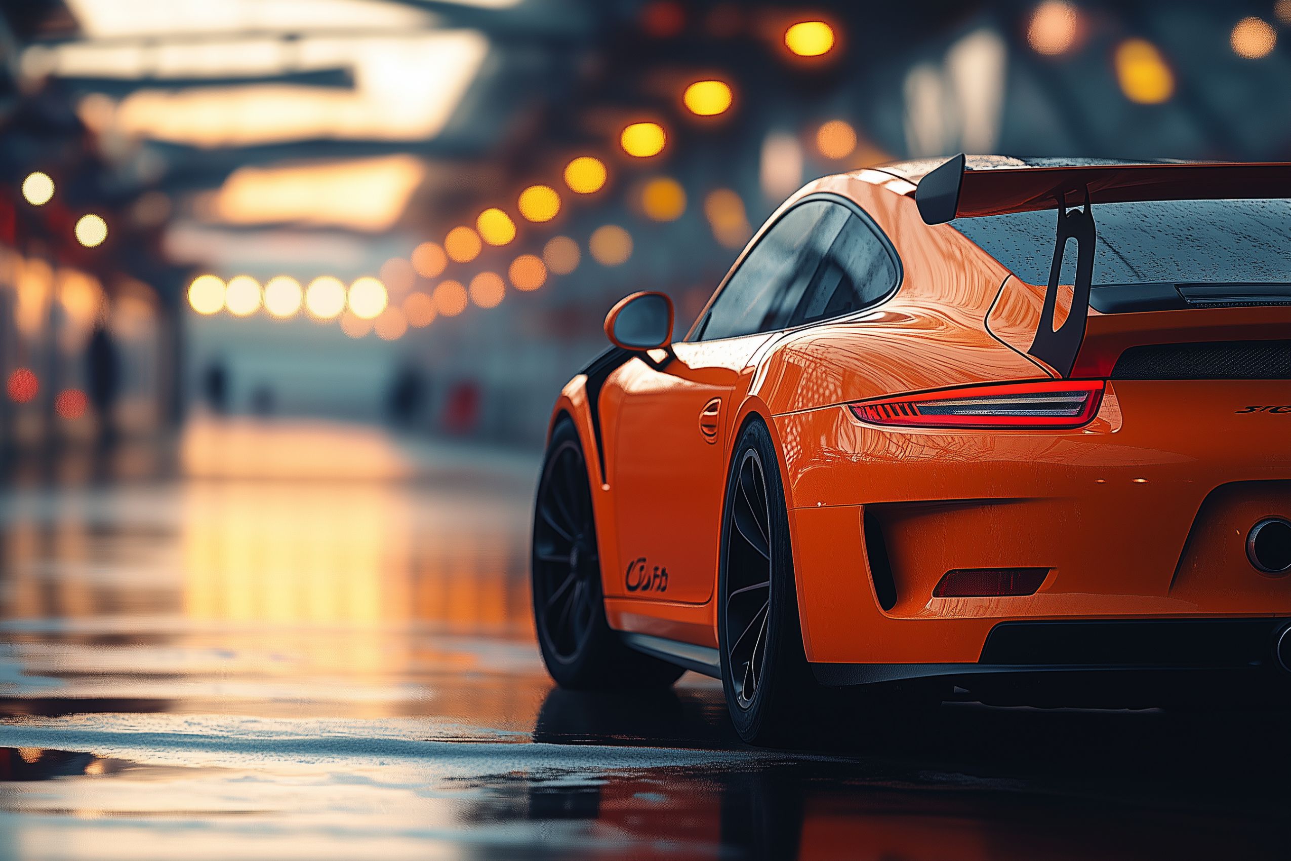 fond-ecran wallpaper porsche gt3rs orange vue arriere