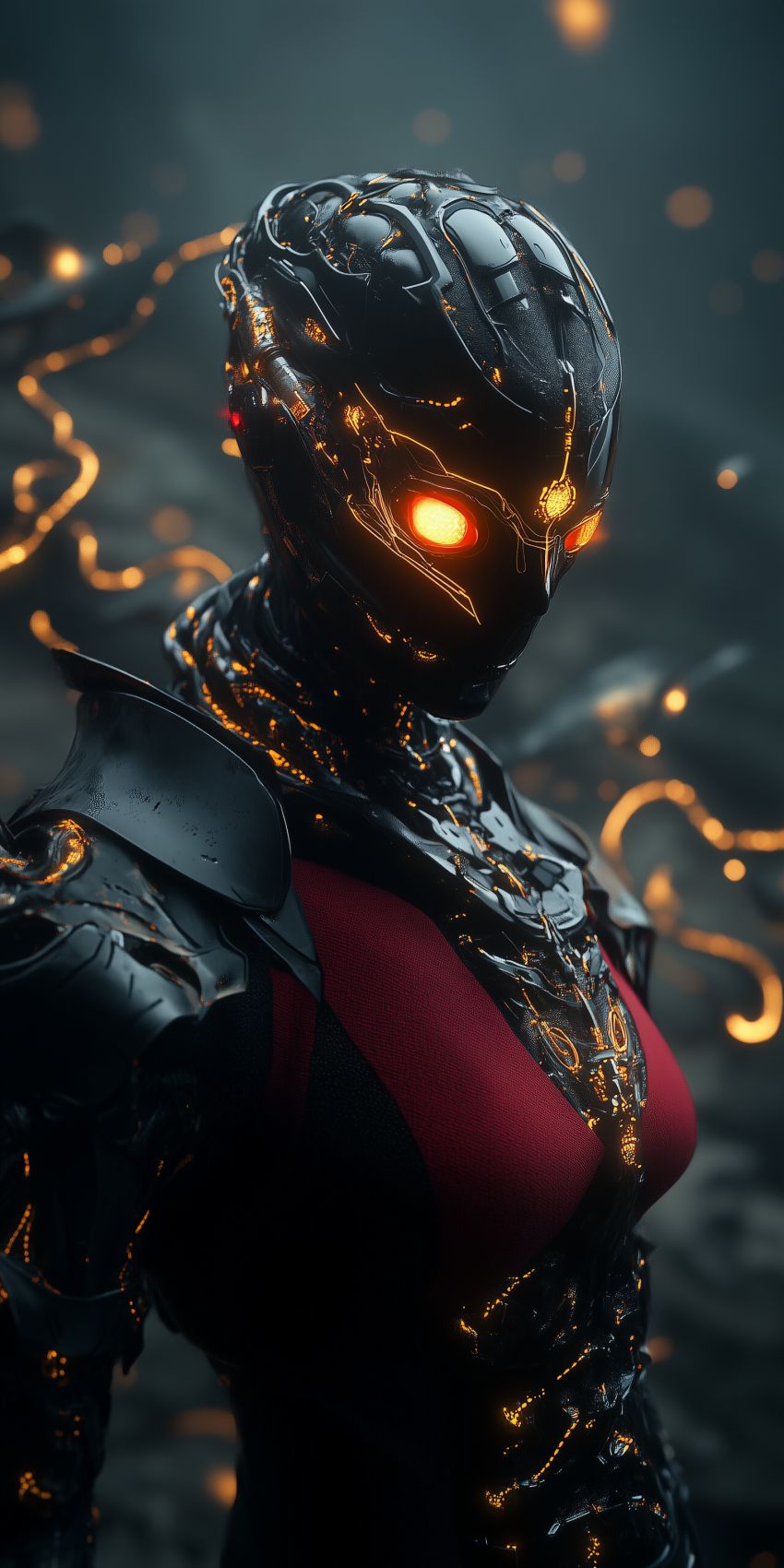 fond d ecran robot humanoide extraterrestre avec des implants cybernetiques complexes 007