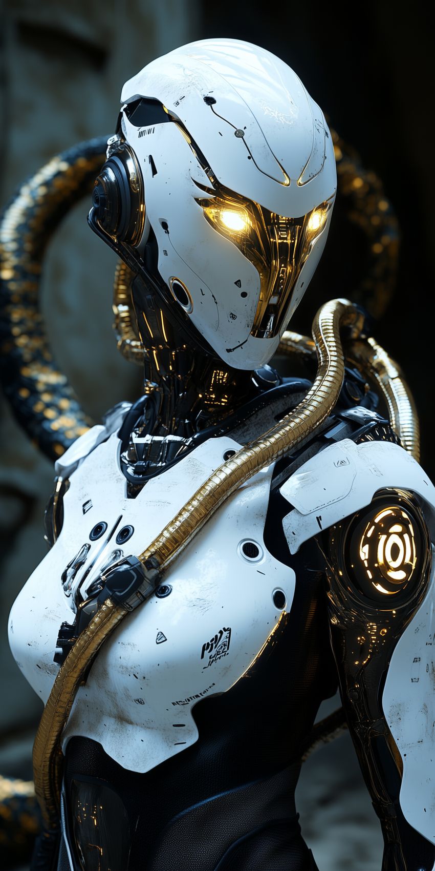 fond d ecran robot humanoide extraterrestre avec des implants cybernetiques complexes 014
