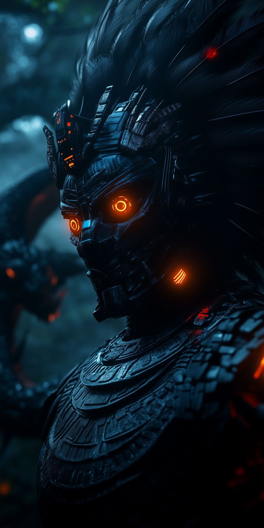 Fond d'écran robot humanoide extraterrestre avec des implants cybernetiques complexes 020