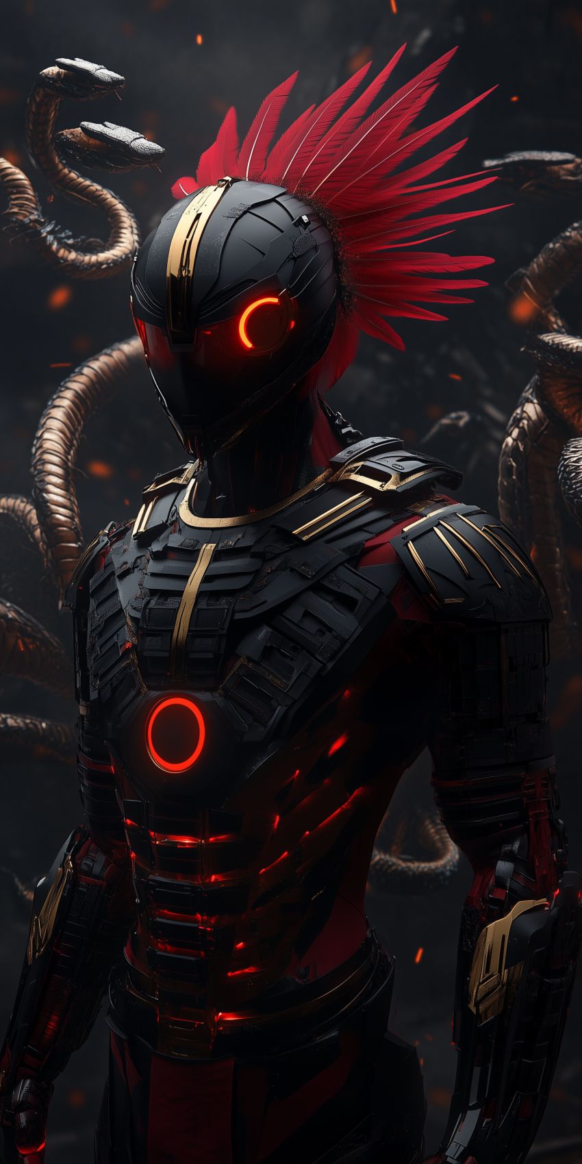 Fond d'écran robot humanoide extraterrestre avec des implants cybernetiques complexes 029