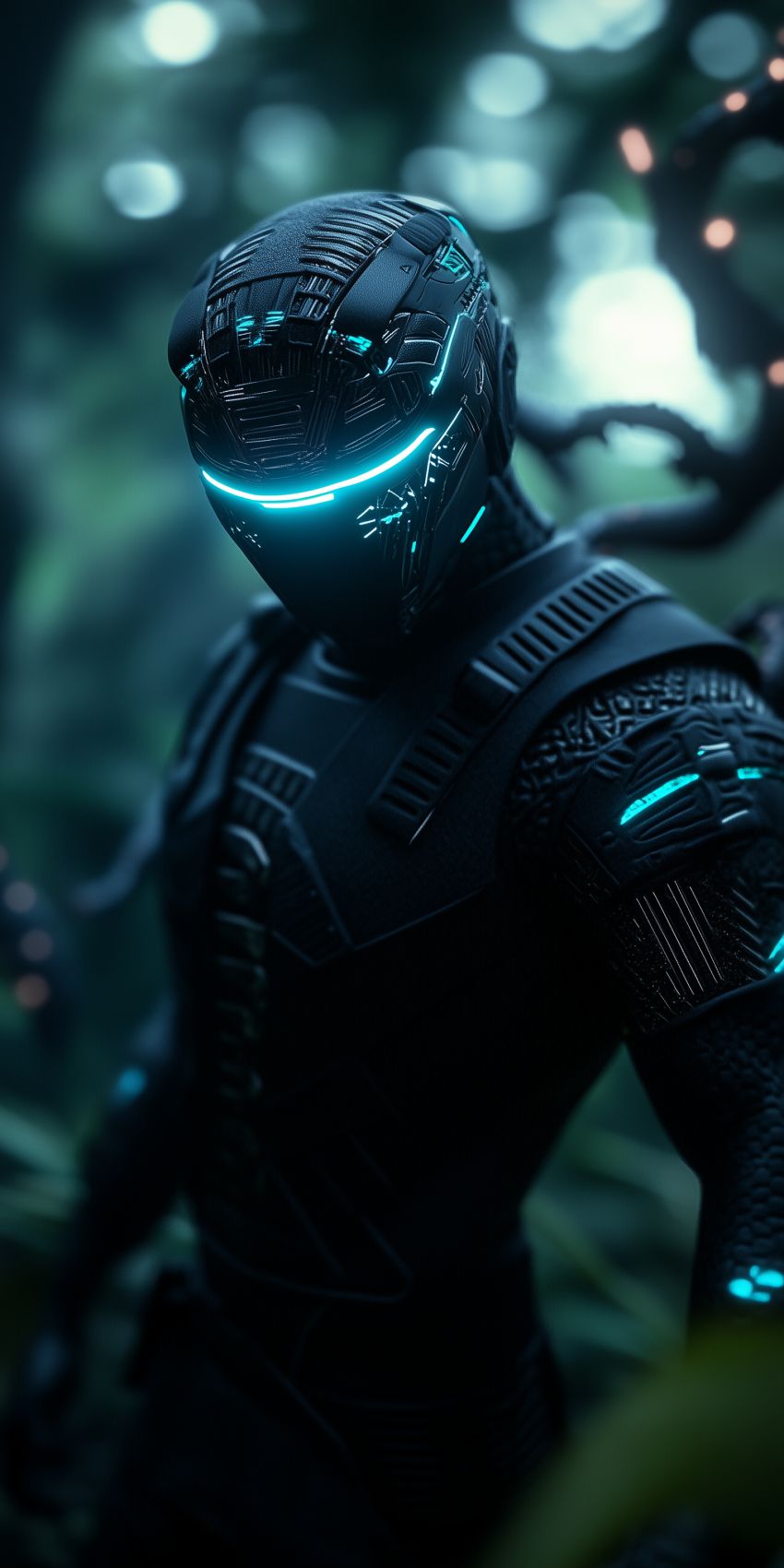 Fond d'écran robot humanoide extraterrestre avec des implants cybernetiques complexes 030