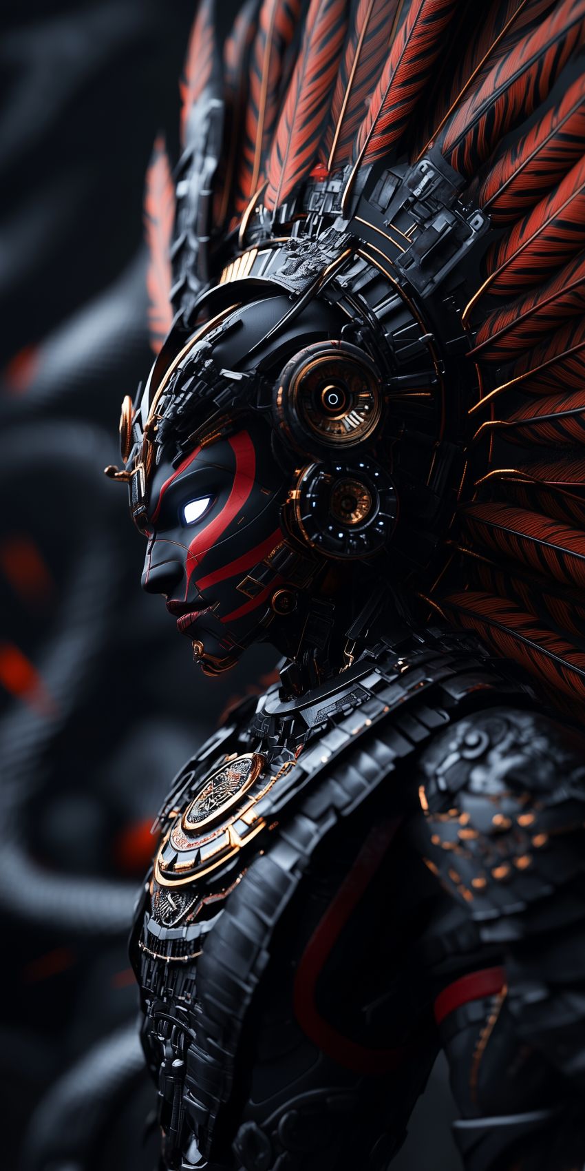 Fond d'écran robot humanoide extraterrestre avec des implants cybernetiques complexes 040