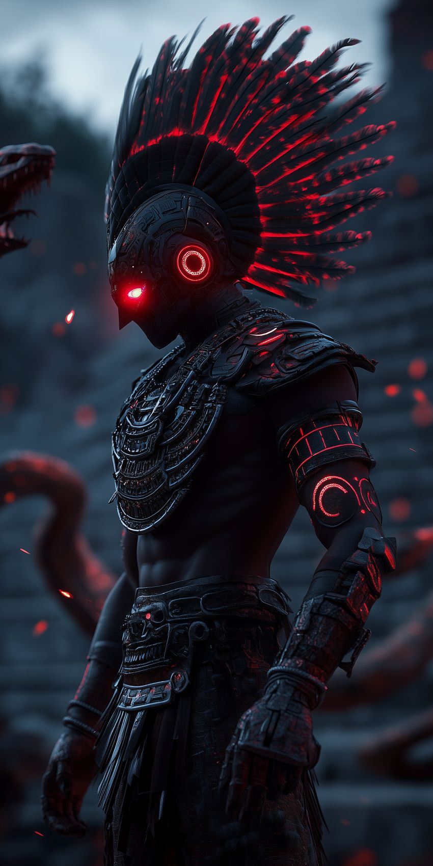 Fond d'écran robot humanoide extraterrestre avec des implants cybernetiques complexes 041