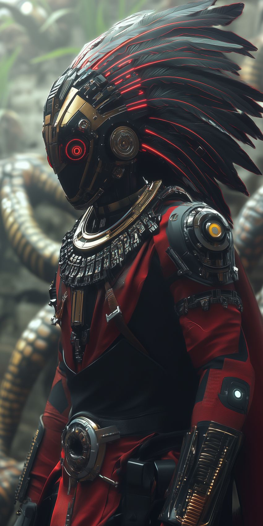 fond d ecran robot humanoide extraterrestre avec des implants cybernetiques complexes 042