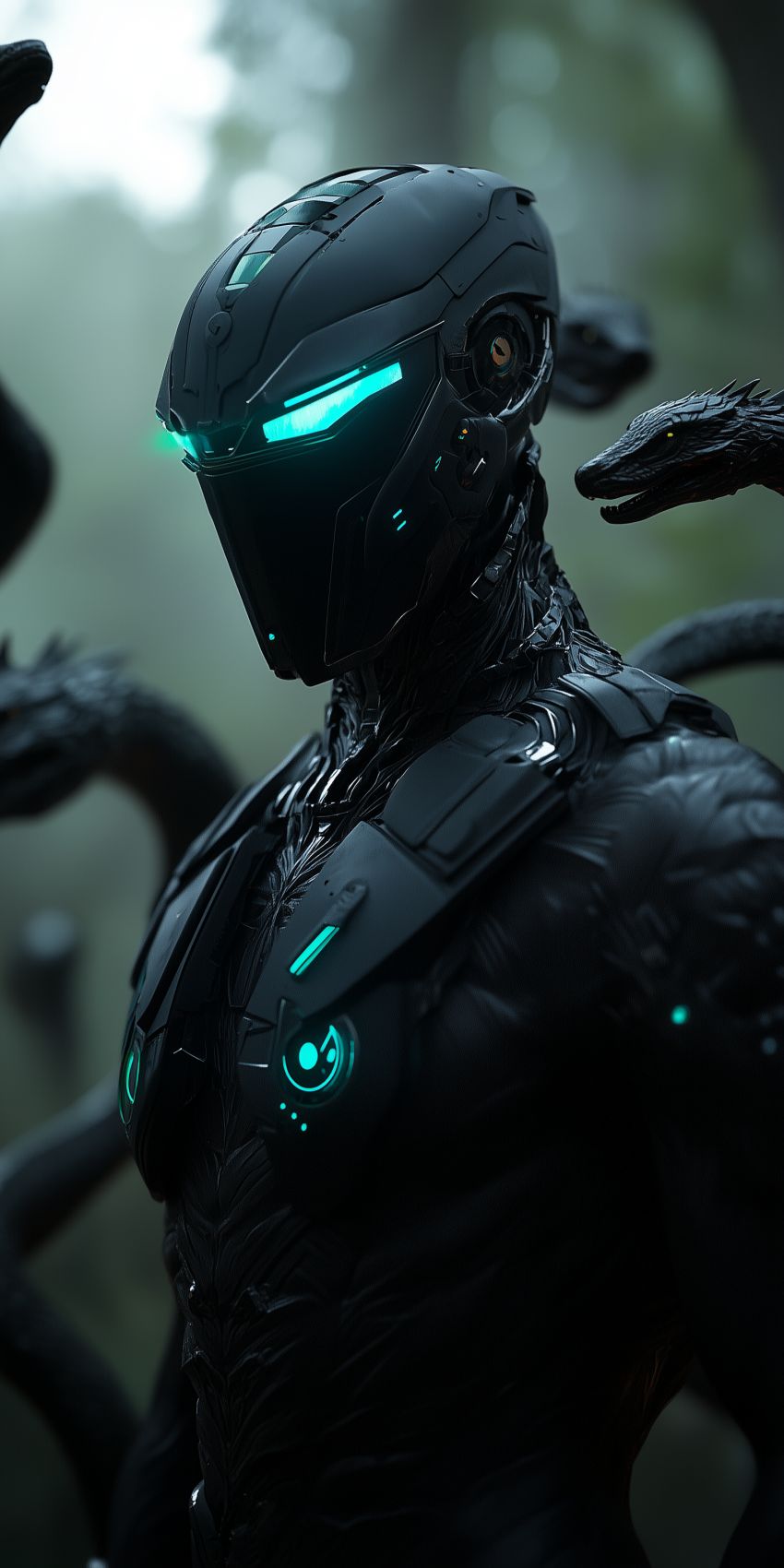 fond d ecran robot humanoide extraterrestre avec des implants cybernetiques complexes 047